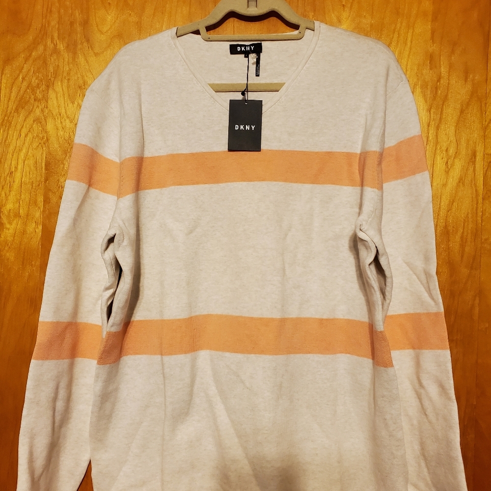 DKNY  man sweater 100%cotton color cream orange bo